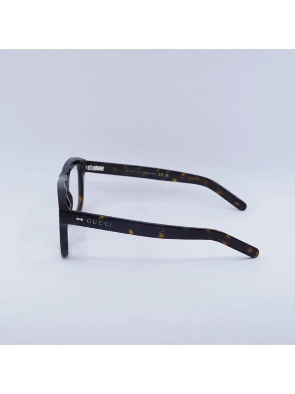 Gucci GG1712S 002 Sunglasses Havana Square Frame, Clear with Clip-On Lenses
